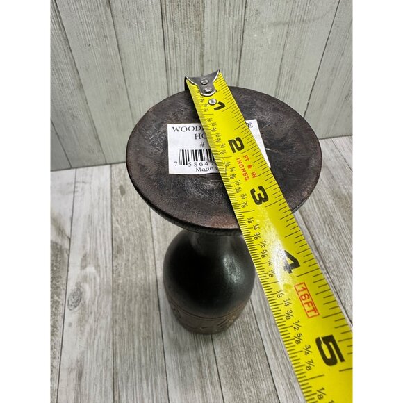 Vtg Wooden Goblet Style Candlestick Holders Carved Rustic Decor Set of 2 India - Picture 8 of 8